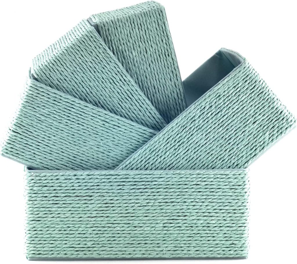 Acrola 5-Pack Decorative Storage Baskets Stackable Woven Basket Paper ...